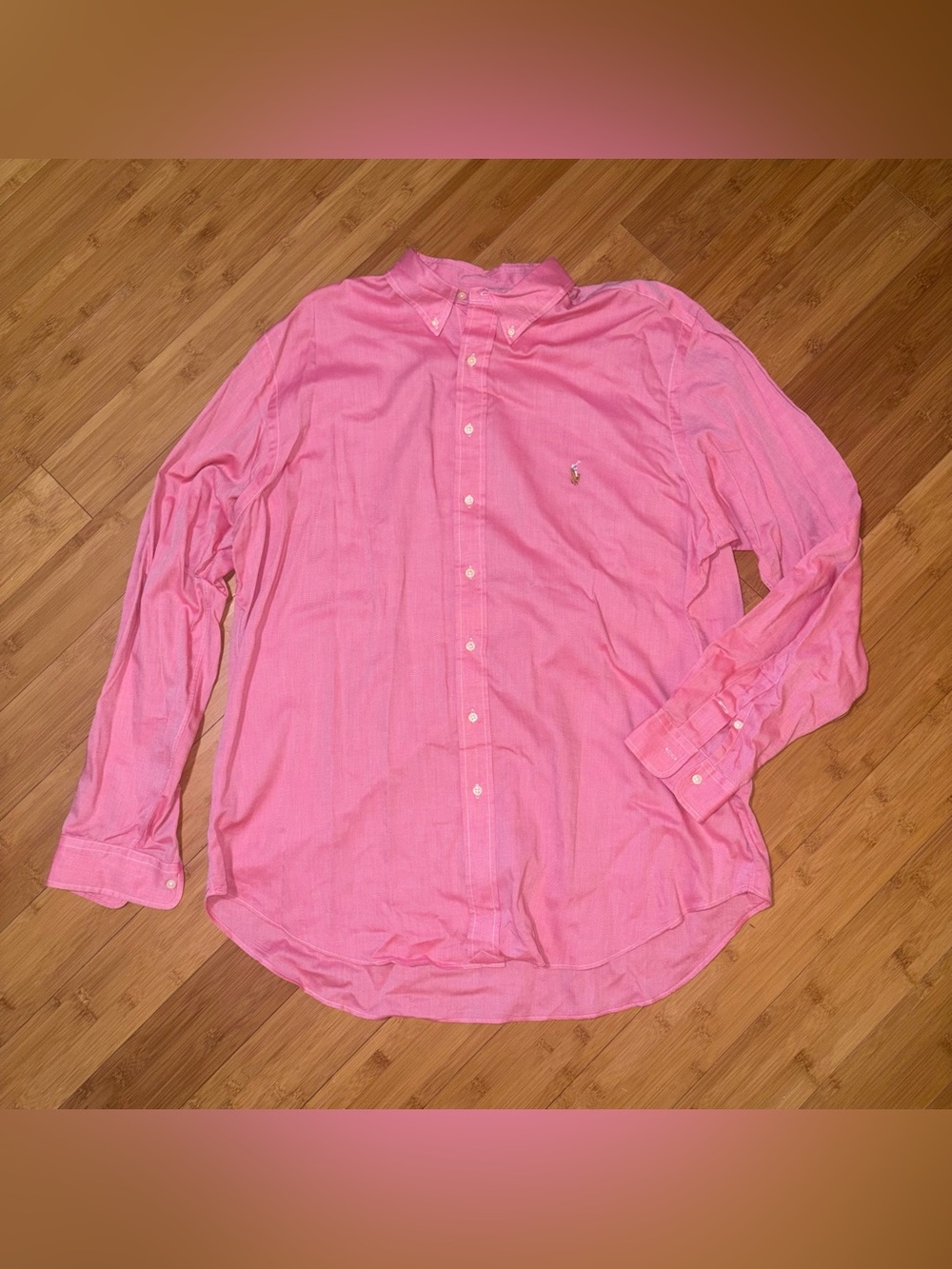 Ralph Lauren XLT XL Tall Pink Chambray Oxford Shirt Pony Button Down Mens